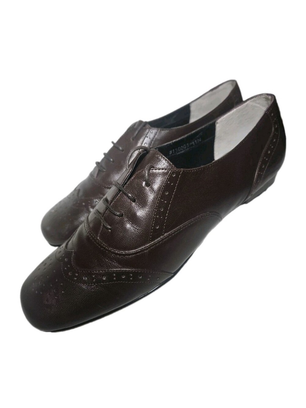Xapeal Dapper Women Leather Sz11N Brown VTG Oxford Wingtip Flat Academia Work[8A